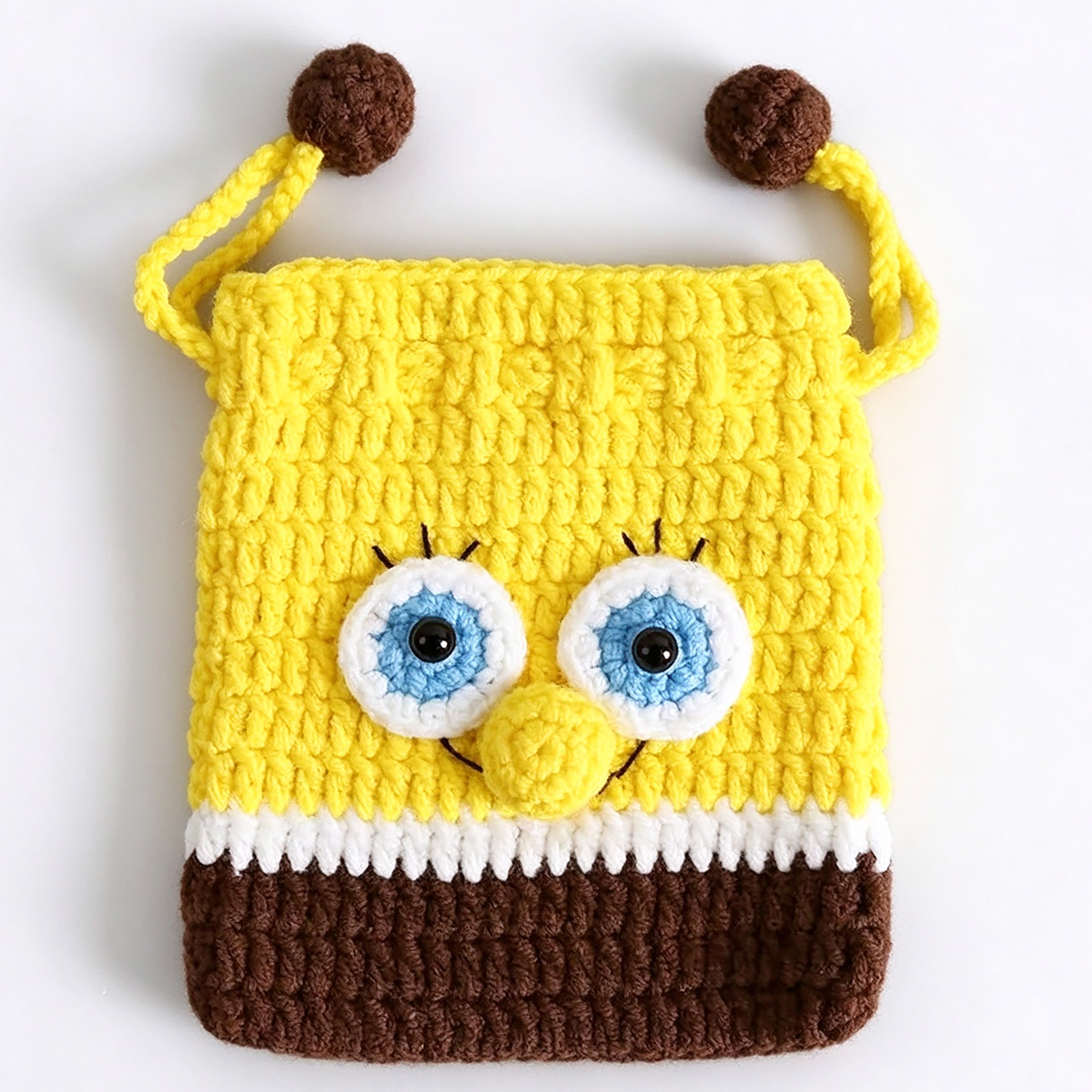Handmade Knitted Earbud Pouch - Cute Cartoon Animal Series - SpongeBob
