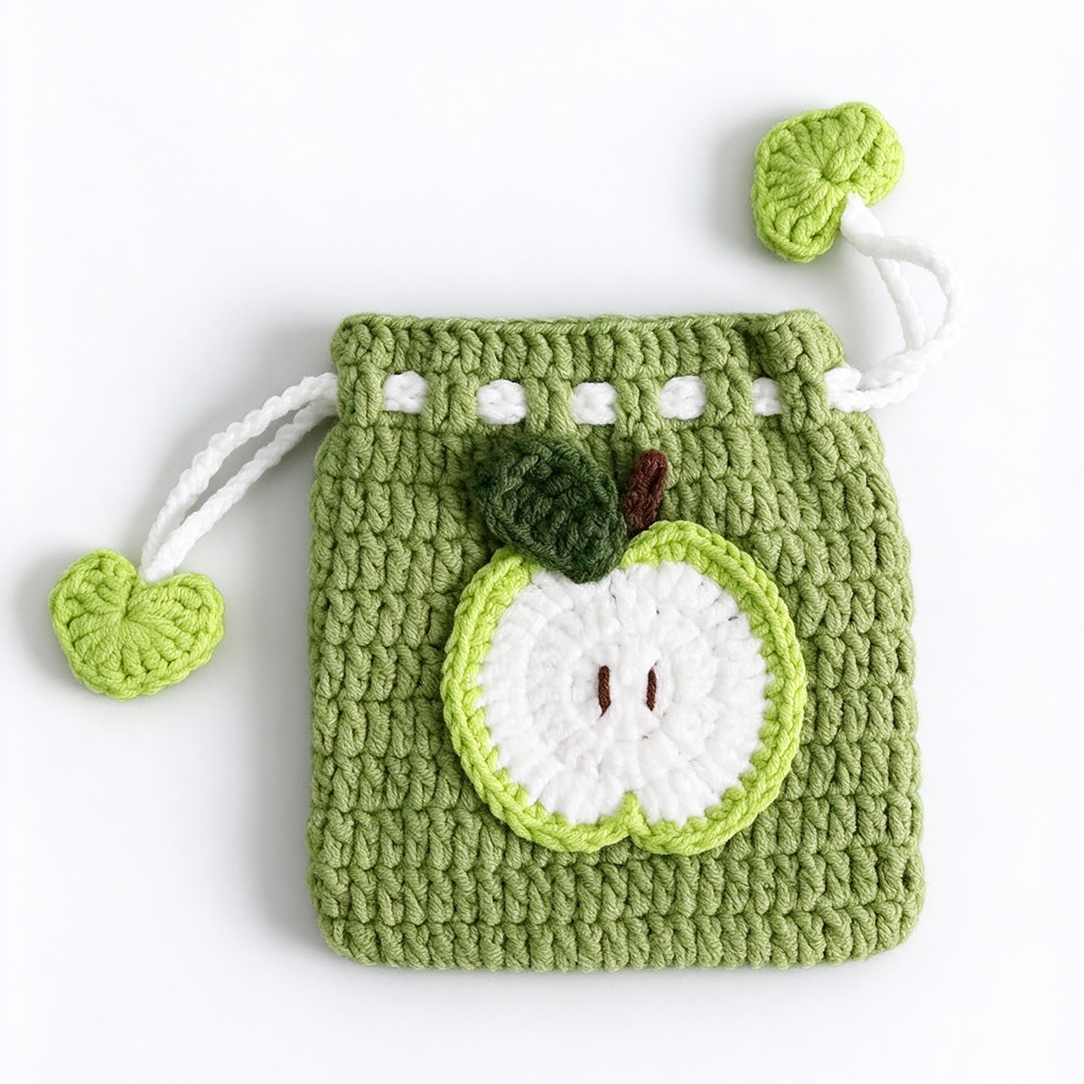 Handmade Knitted Earbud Pouch - Fresh Fruit Series - Apple