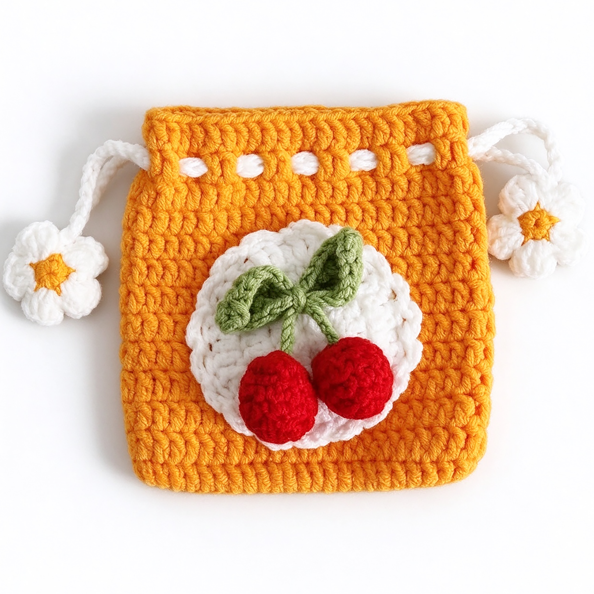 Handmade Knitted Earbud Pouch - Fresh Fruit Series - Cherry