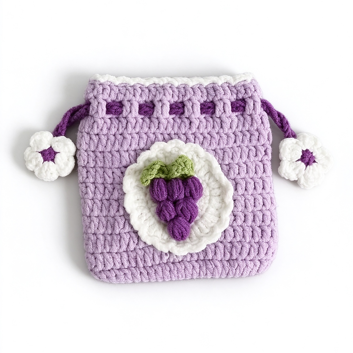 Handmade Knitted Earbud Pouch - Fresh Fruit Series - Grape
