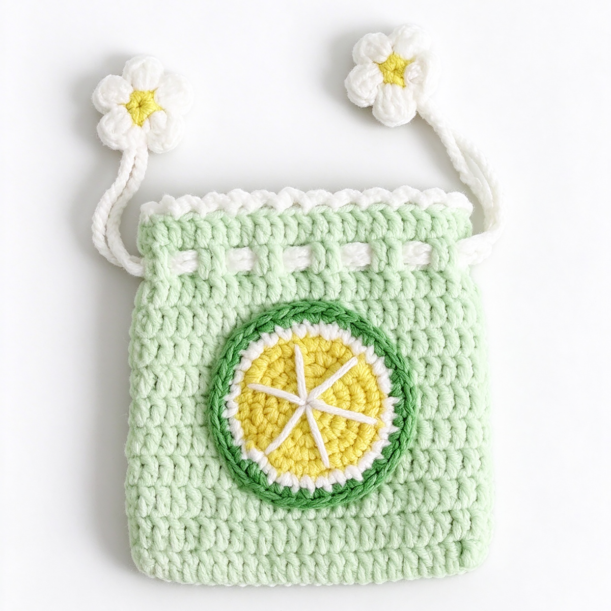 Handmade Knitted Earbud Pouch - Fresh Fruit Series - Lime