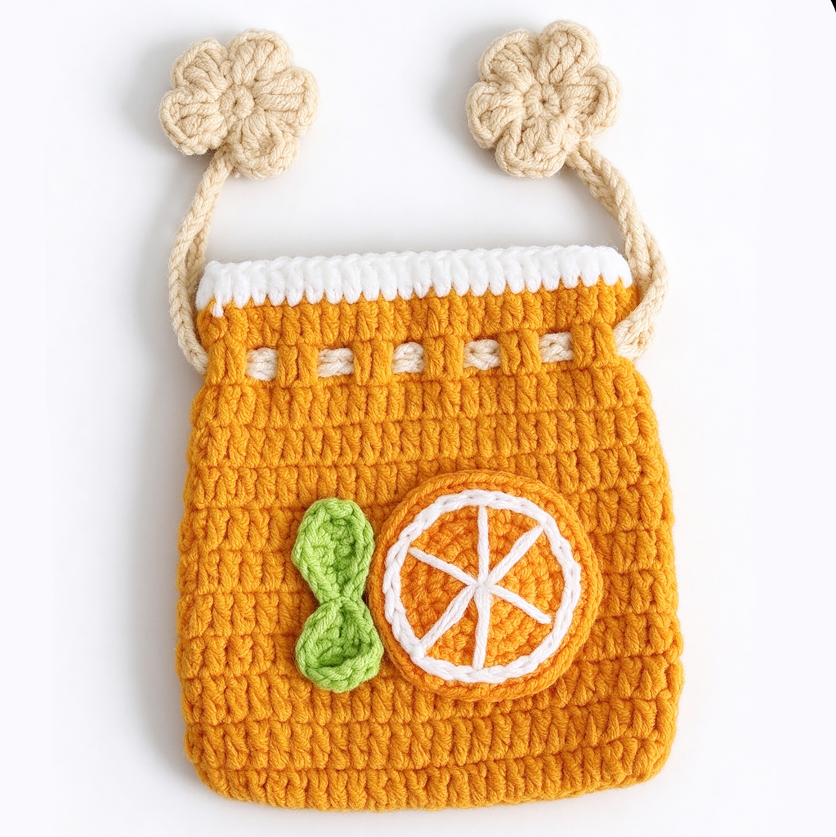 Handmade Knitted Earbud Pouch - Fresh Fruit Series - Orange