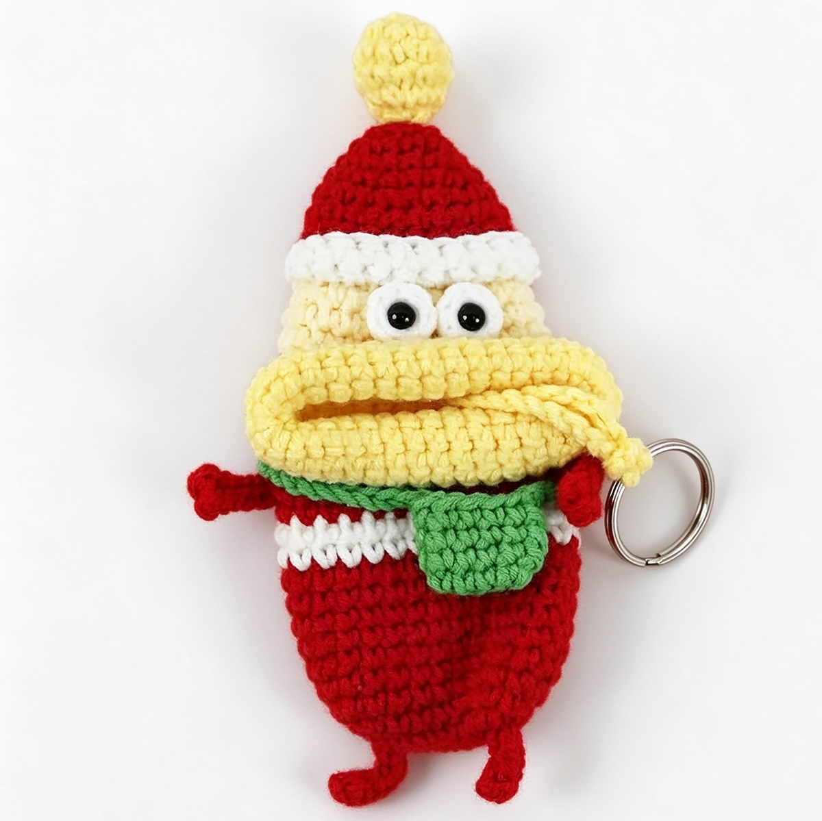 Handmade Crochet Keychain - Holiday Christmas Series - Red Festive Bauble