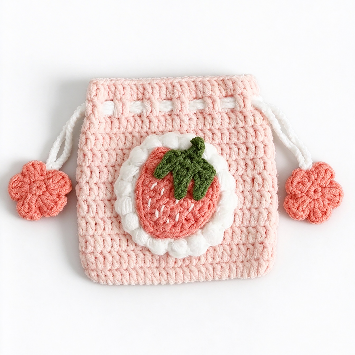 Handmade Knitted Earbud Pouch - Fresh Fruit Series - Strawberry