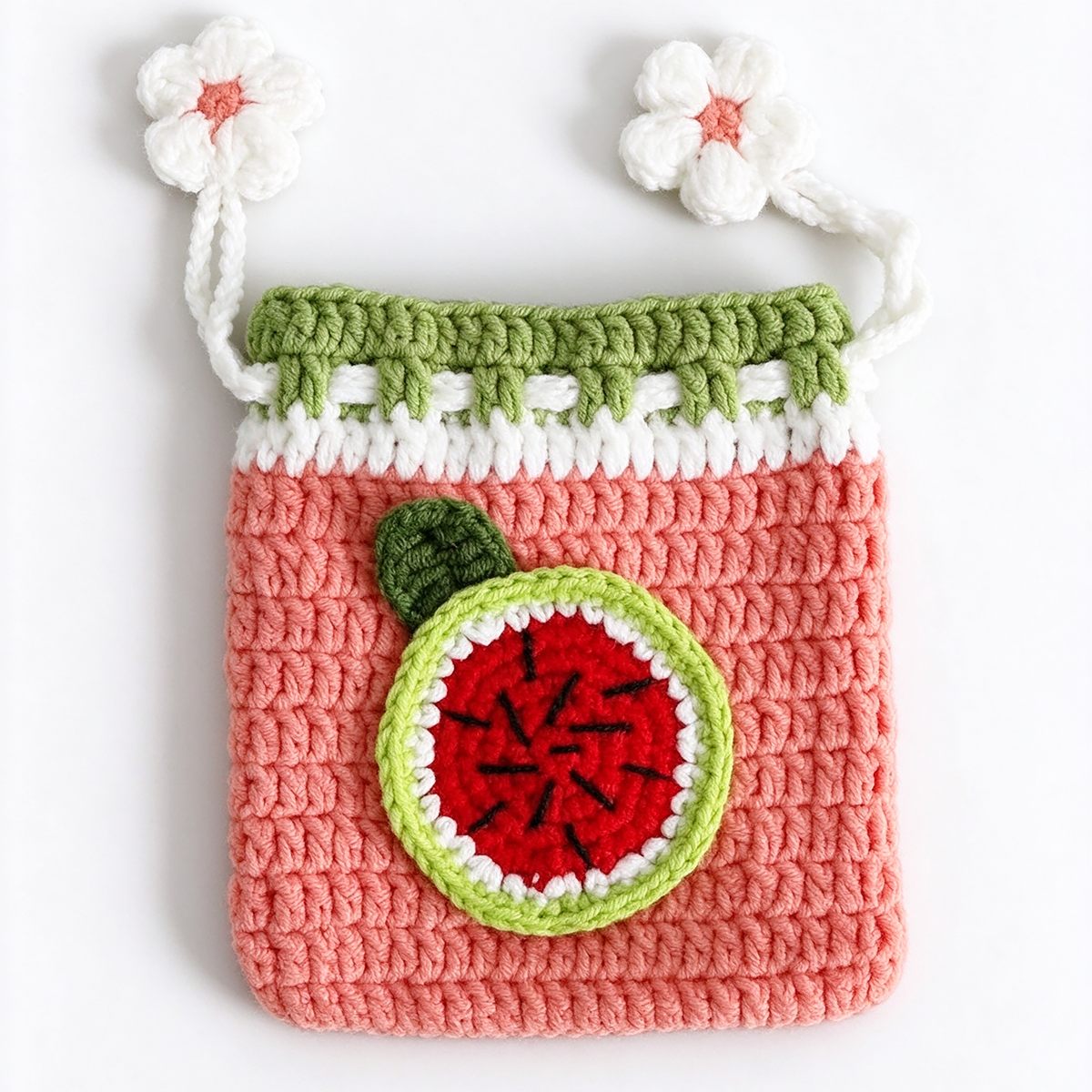 Handmade Knitted Earbud Pouch - Fresh Fruit Series - Watermelon
