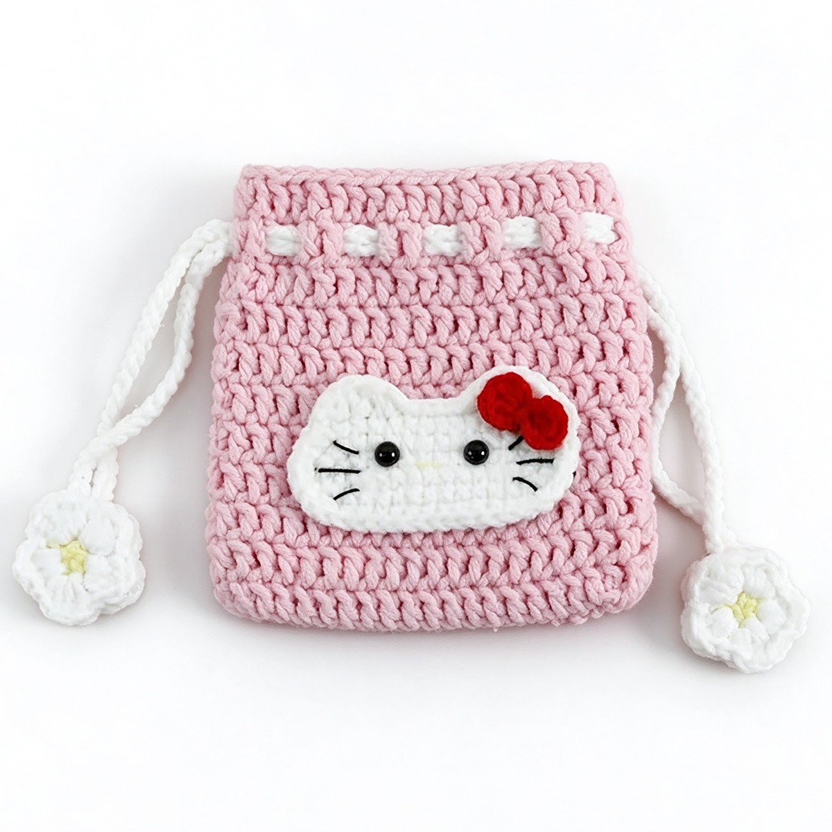 Handmade Knitted Earbud Pouch - Cute Cartoon Animal Series - Kitty Cat